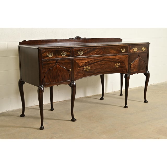 Limbert Antique Queen Anne Carved Mahogany Sideboard or Bar Cabinet, Circa 1920s For Sale - Image 12 of 12