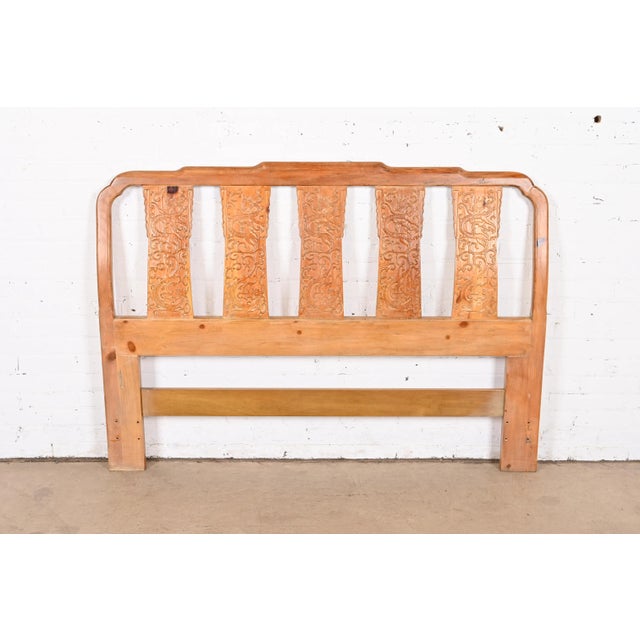 Henredon Chinoiserie Solid Pine Queen Size Headboard With Dragon Motifs, Circa 1970s Chairish