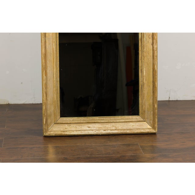 Gold 19th Century French Painted Wood Rectangular Mirror with Rustic Character For Sale - Image 8 of 12