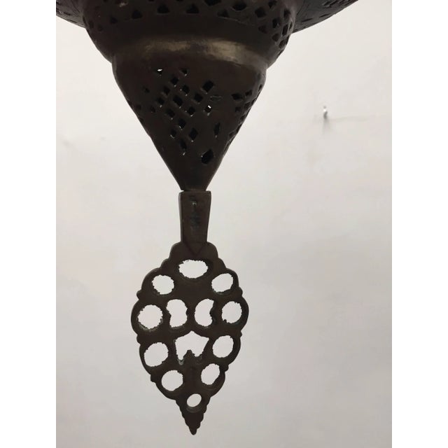 Moroccan Antique 19th Century Hand-Crafted Moorish Pierced Brass Turkish Chandelier For Sale - Image 3 of 10