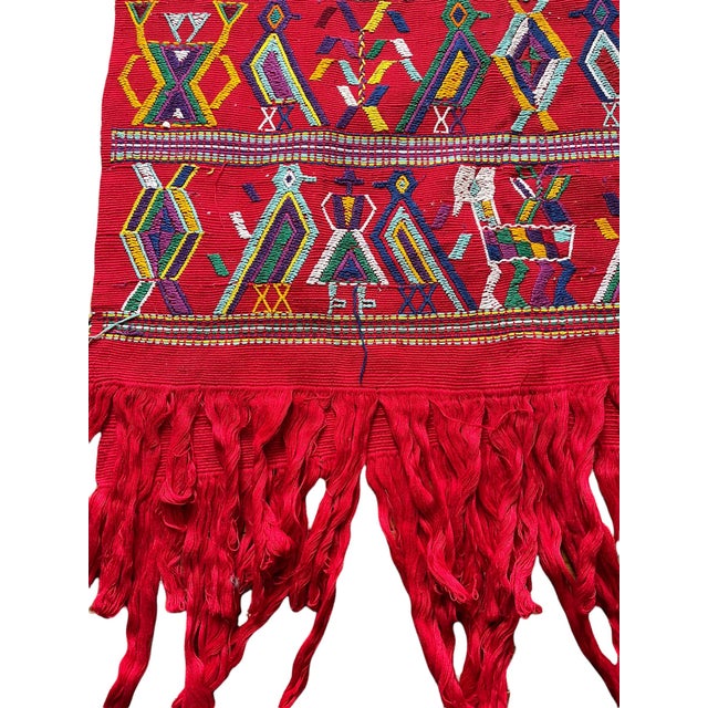 Vintage Hand-Embroidered Guatemalan Textile Throw For Sale - Image 11 of 13
