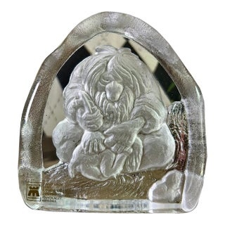Magnor Norway Glass Troll Paperweight, Scandinavian Art Glass Vintage For Sale