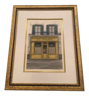 1980s "Au Bougnat" Parisian Shop Lithograph Numbered 220/300 Angelo Mozziconacci, Framed