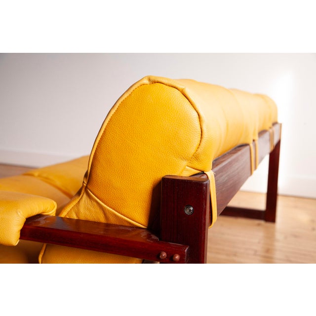 We are pleased to present this authentic Brazilian sofa by Percival Lafer, circa 1970s. Unmarked. Recently reupholstered...