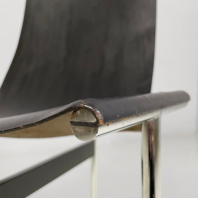 Italian Modern Leather T Chairs by Katavolos, Littell and Kelley for ICF, 1960s, Set of 4 For Sale - Image 14 of 18