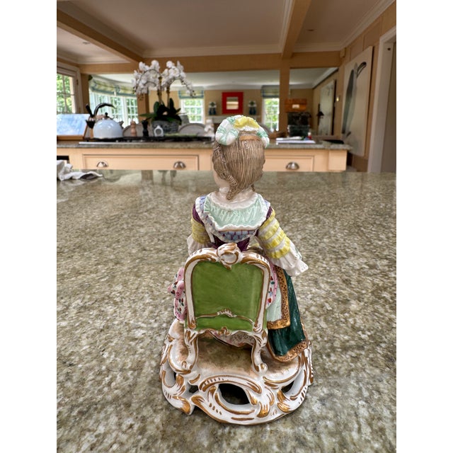 Pair of 19th Century Porcelain Figures of a Boy and Girl Likely From the Nymphenburg Porcelain Factory Germany For Sale - Image 14 of 16