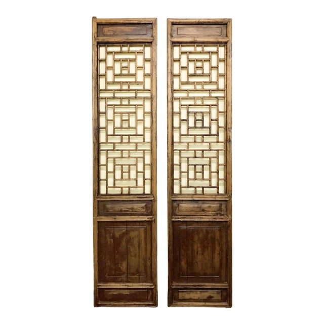Early 19th Century Antique Chinese Screen Panels - a Pair For Sale