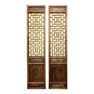 Early 19th Century Antique Chinese Screen Panels - a Pair