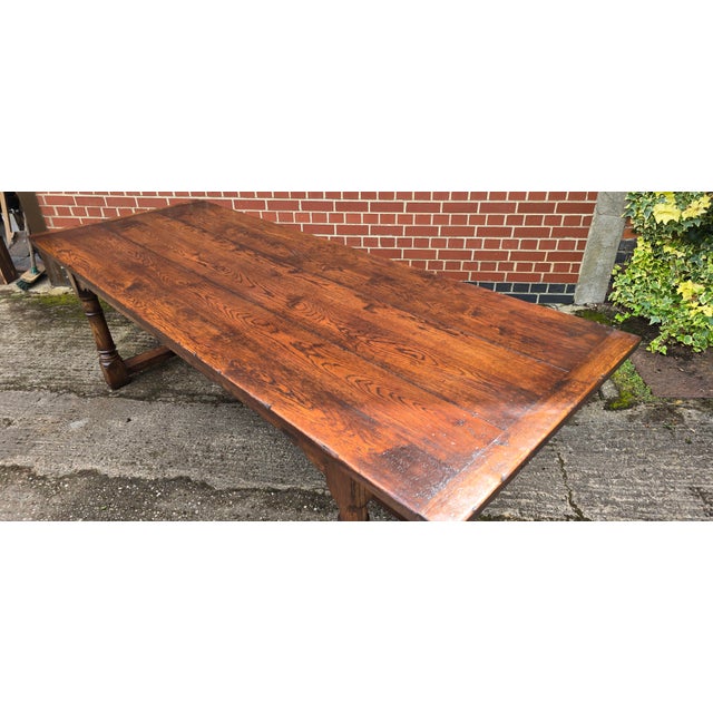 Oak Refectory Kitchen Farmhouse Dining Table, 1920s For Sale - Image 3 of 18