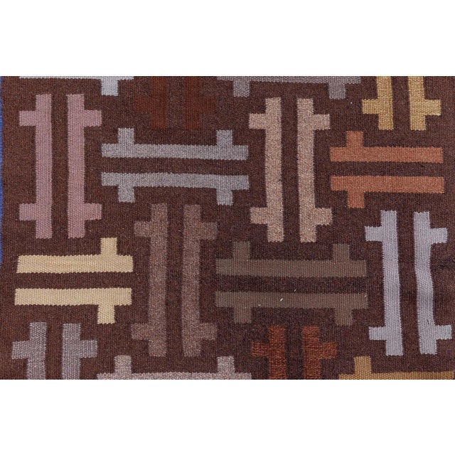 Textile Vintage Swedish Flat Woven Runner Doris Leslie Blau For Sale - Image 7 of 8