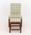Contemporary Sage Green and Off-White Checkerboard Linen Upholstered Wood Slipper Chair and Ottoman For Sale - Image 3 of 12