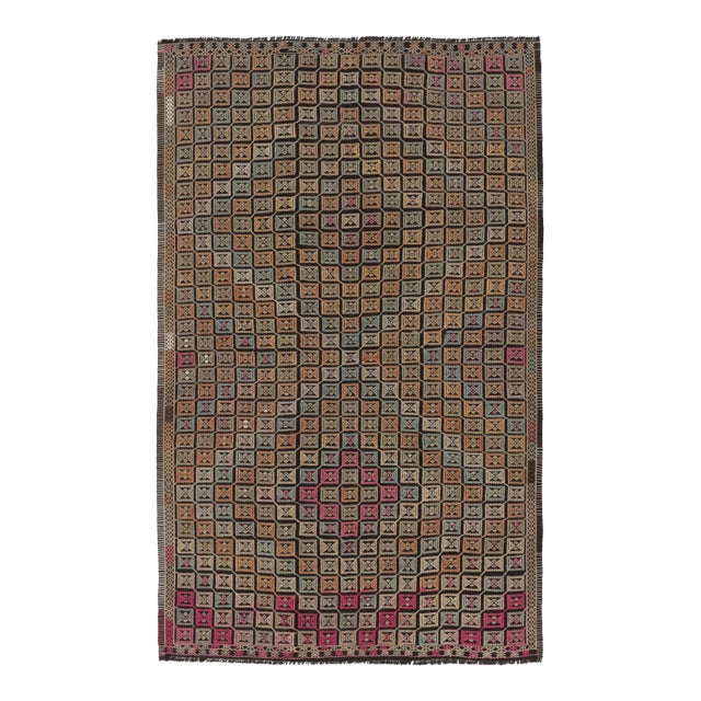 Vintage Turkish Geometric Kilim With Concentric Diamond Designs - Rug & Kilim For Sale