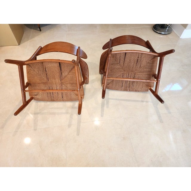 Vintage Hans Wegner Ch22 Carl Hansen & Son Oak Lounge Easy Chairs MCM - A Pair For Sale - Image 10 of 10
