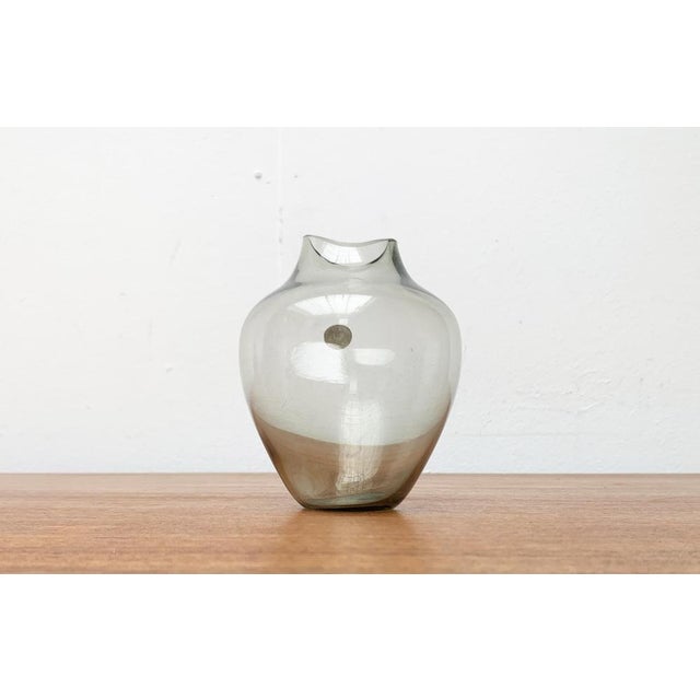 Glass Mid-Century German Fischmaul Glass Vase from Hirschberg, 1960s For Sale - Image 7 of 14
