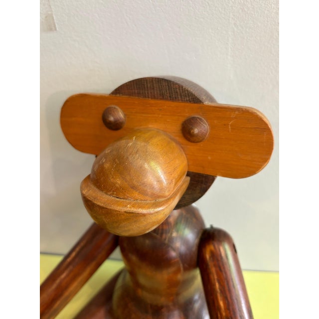 Mid-Century Modern Large Wood Monkey in the style of Kay Bojesen For Sale - Image 3 of 7