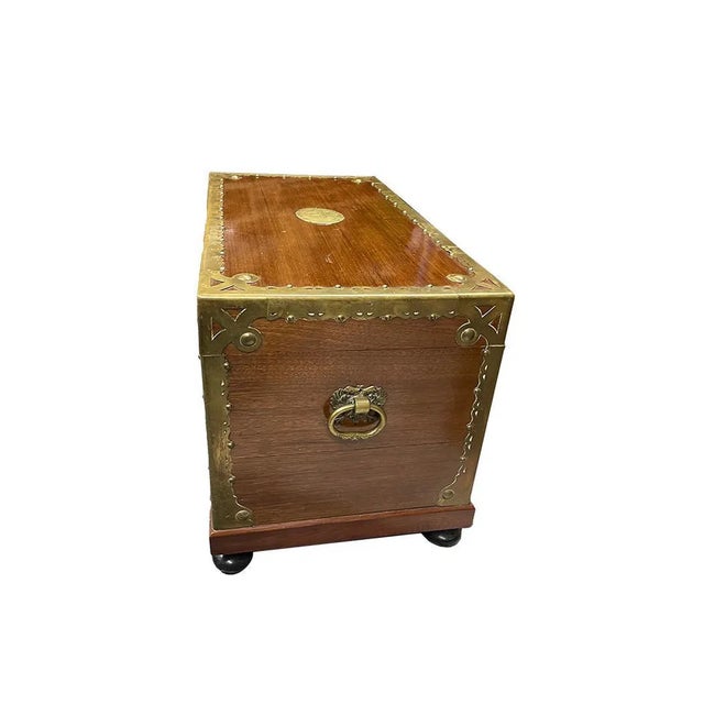 Antique Camphor Wooden Chest with Brass, 1784 For Sale - Image 12 of 13